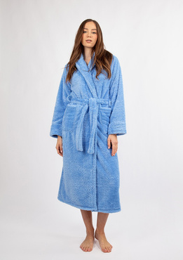 Puchaty szlafrok/ podomka ELIZA DŁUGA - puch ciemny niebieski  - Dkaren