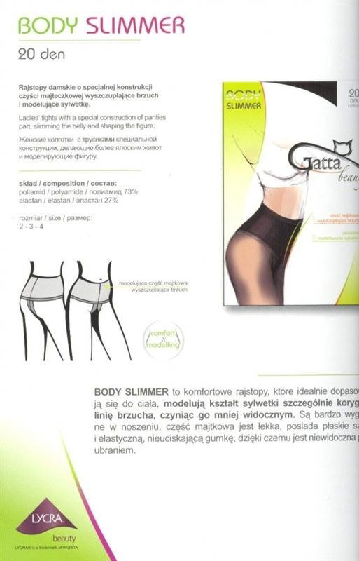 Modelujące, bezszwowe rajstopy Gatta Body  Slimmer 20DEN