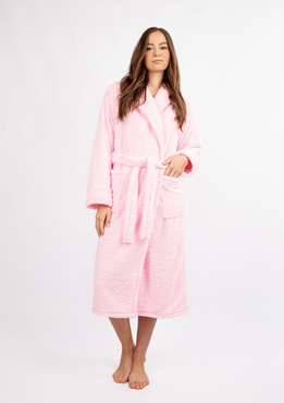 Puchaty szlafrok/ podomka ELIZA DŁUGA - puch róż - Dkaren
