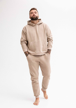 Wygodny dres męski Dk-k-b14 cappuccino bawełna gruba - Dkaren