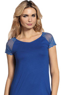 Ekskluzywna czarna koszula nocna De Lafense 349 / 462 Estelle S-4XL
