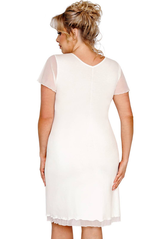 Koszula nocna z ozdobnym tiulem na rękawach i dekolcie Donna IVANA Plus