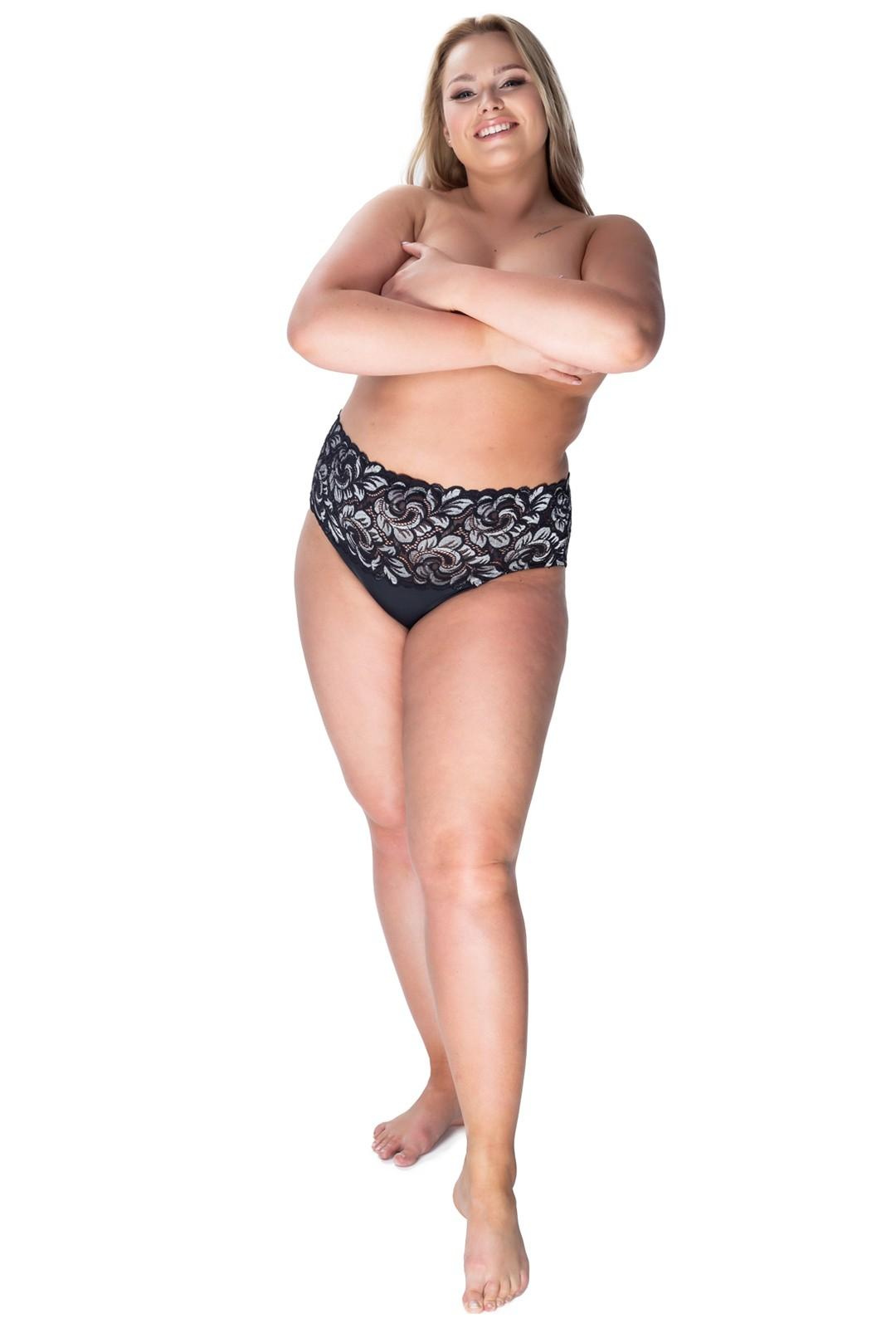 Damskie figi Mili z wysokim stanem kwiaty 6404 czarny - Mewa