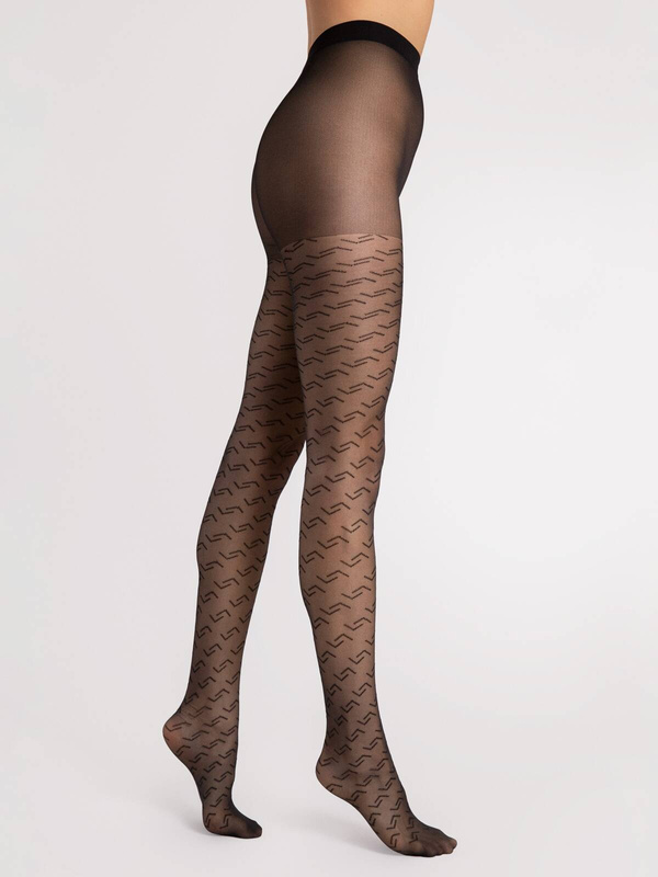 Wzorzyste czarne rajstopy Fiore STAPLE  20 DEN