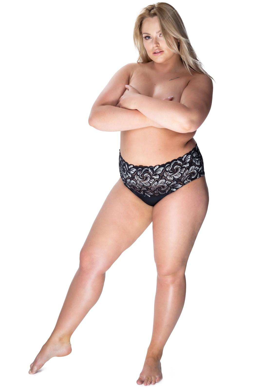 Damskie figi Mili z wysokim stanem kwiaty 6404 czarny - Mewa