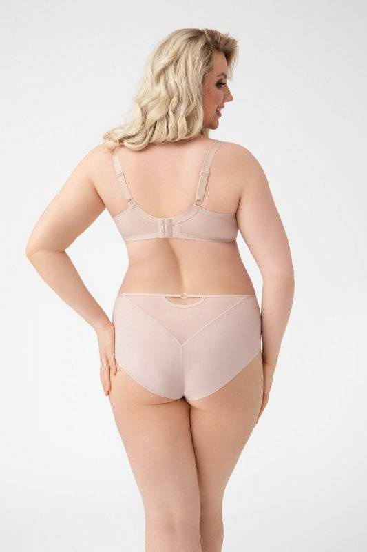 Beżowe tiulowe figi z koronką z rzęskami Gorsenia K497/1 PARADISE