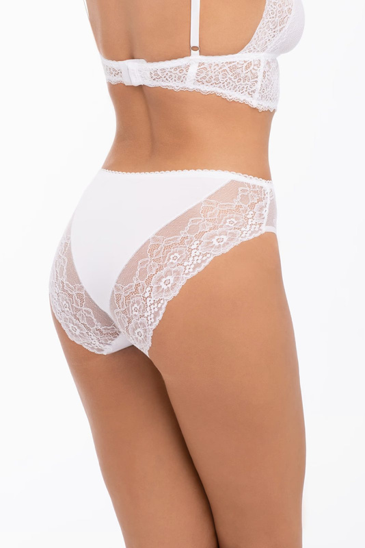 Bawełniane figi z ozdobną koronką z przodu i z tyłu Babell 173 białe