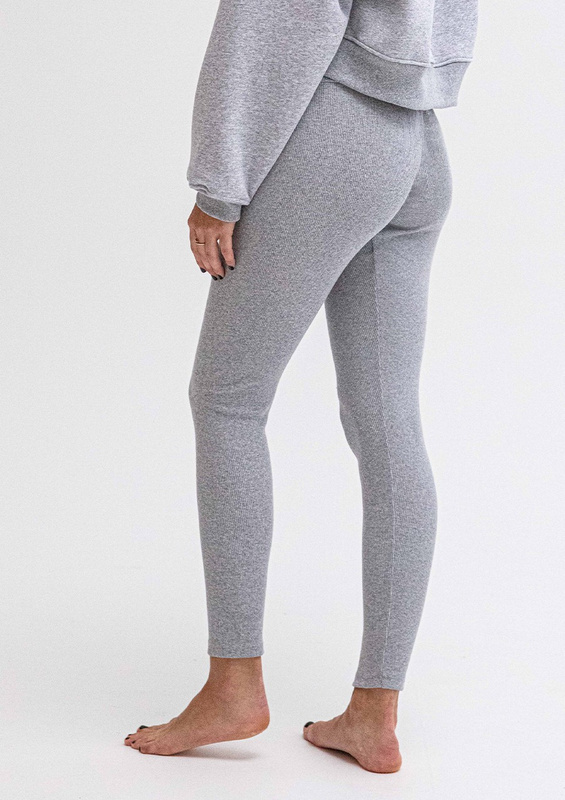Legginsy Bayo - szary bawełna prążki - Dkaren