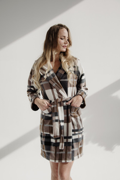 Cieplusi szlafrok z kapturem De Lafense 031 brąz