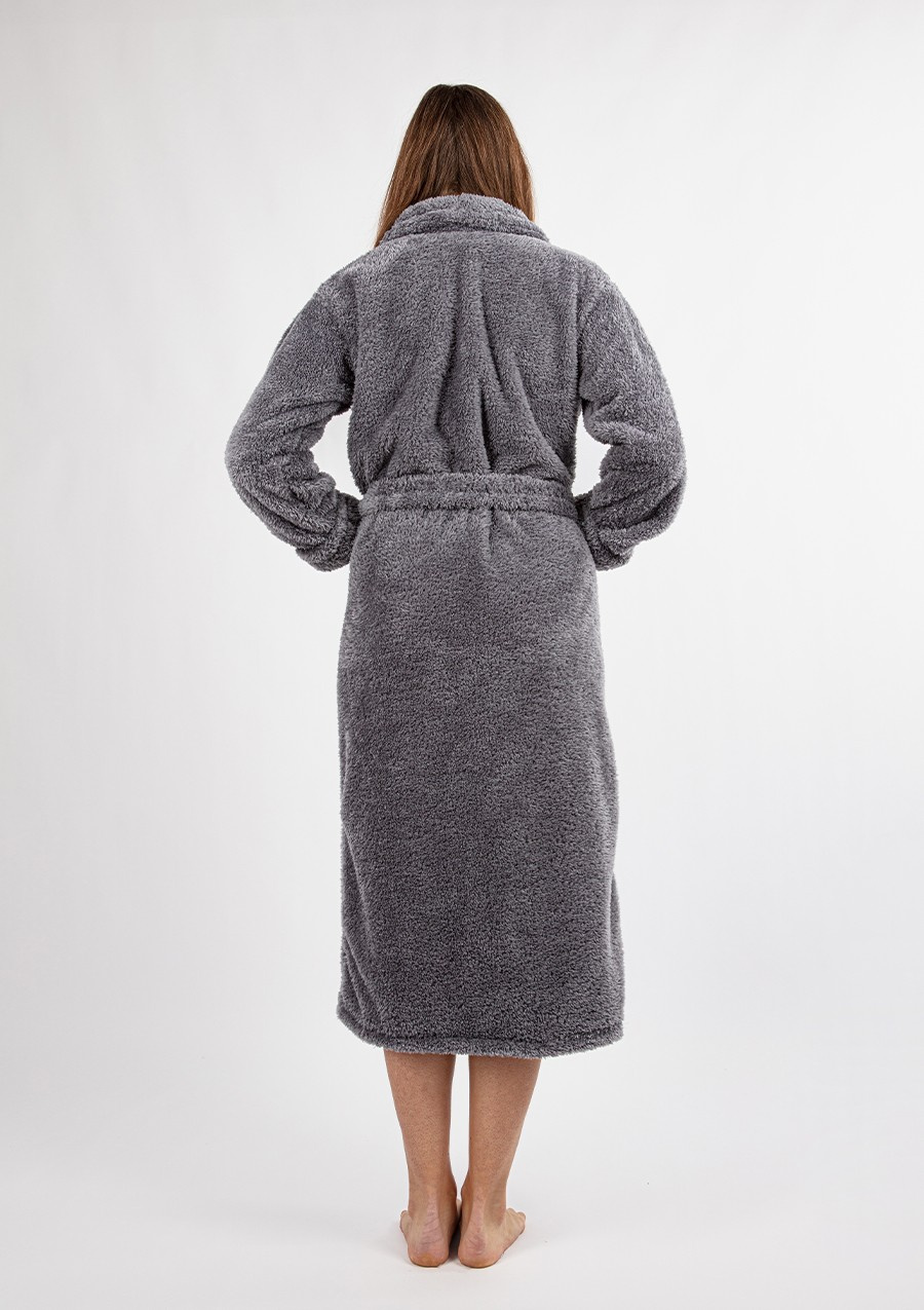 Puchaty szlafrok/ podomka ELIZA DŁUGA-szary - Dkaren