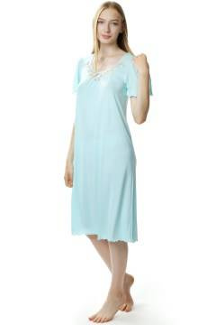 Długa koszula nocna Mewa 4112 Beatriz z jedwabiu Vistex miętowy