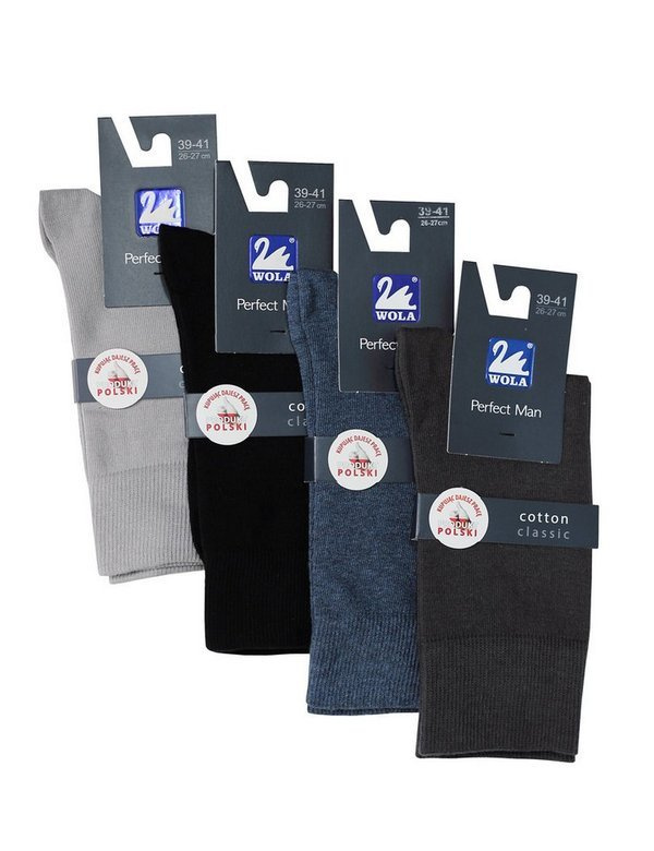 Eleganckie garniturowe skarpetki Wola Perfect Man navy || granatowy