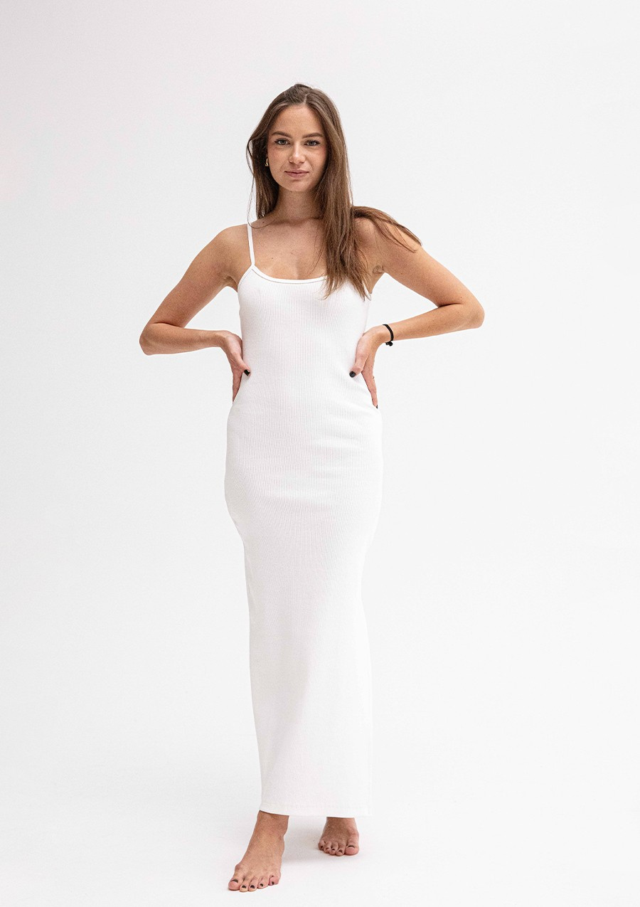 Dopasowana sukienka DK-K-P7 - czarny bawełna prążki - Dkaren