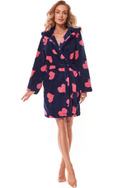 Wzorzysty szlafrok z kapturem L&L 2310 Futura w kolorze granatowym