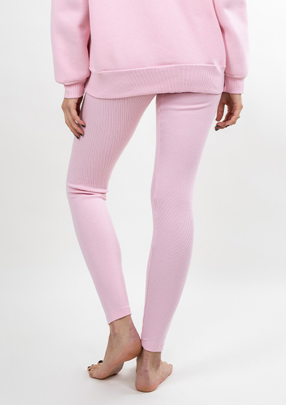 Legginsy Bayo - jasny róż bawełna prążki - Dkaren