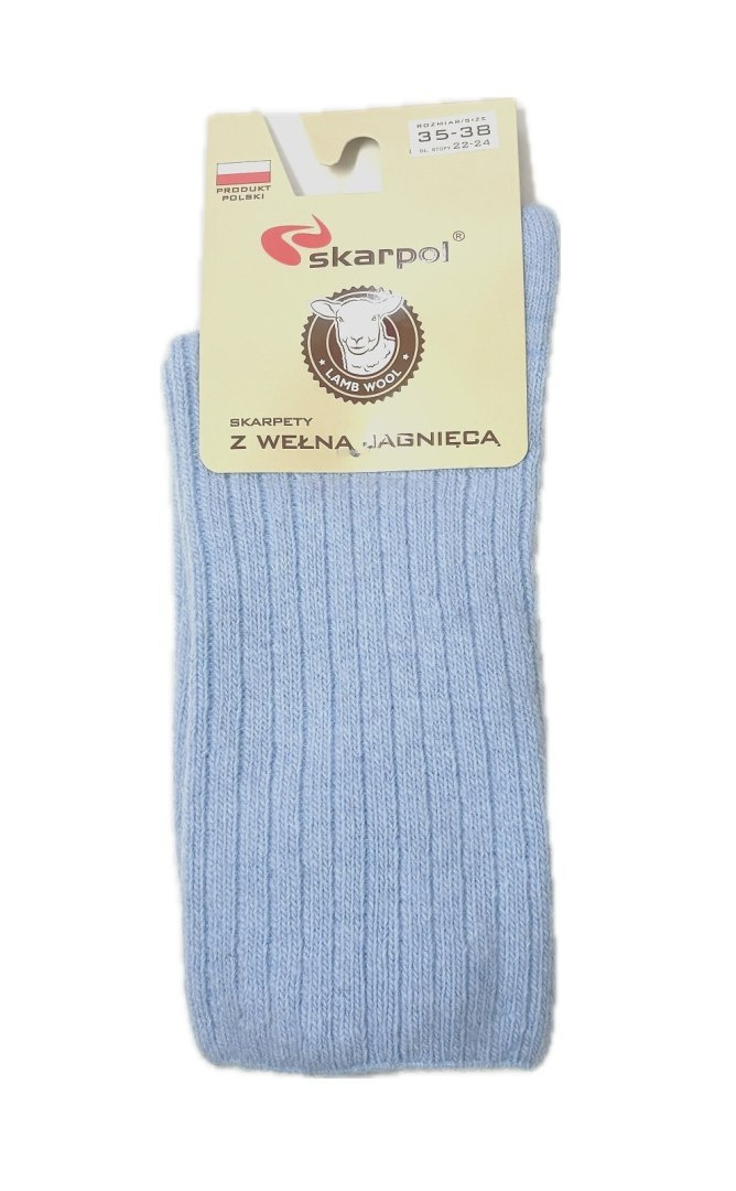 Ekskluzywne skarpetki z wełny jagnięcej  Skarpol 53 - błękitne