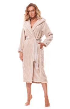 Długi szlafrok z kapturem L&L 2322 SOFT angora 