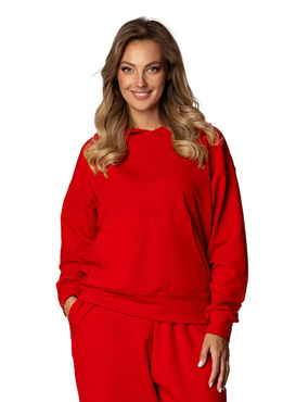 Modna bluza z kapturem DK-K-B8 - czerwony bawełna - Dkaren