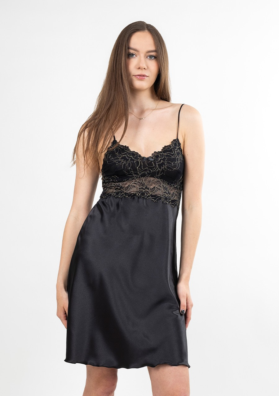 Zmysłowa Halka Truda - satyna czarny - Dkaren