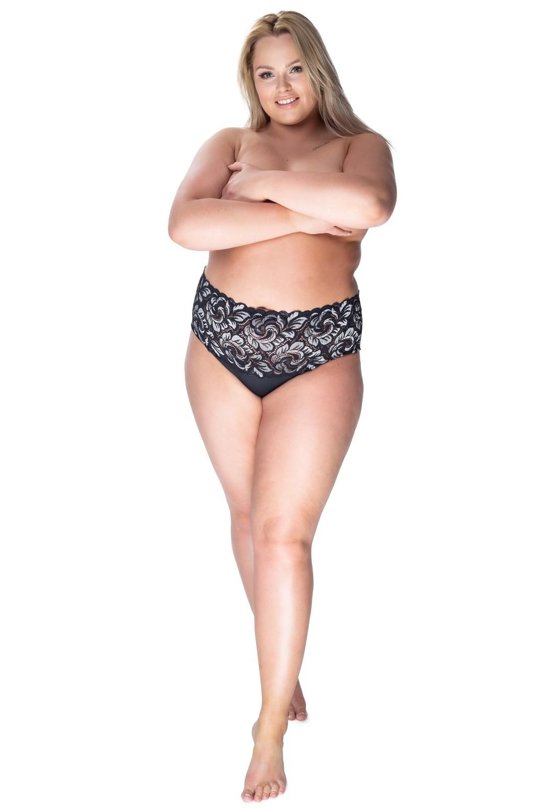 Damskie figi Mili z wysokim stanem kwiaty 6404 czarny - Mewa