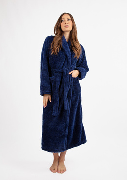 Puchaty szlafrok/ podomka ELIZA DŁUGA - puch granat  - Dkaren