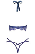 Seksowny koronkowy komplet Obsessive Flowlace biustonosz/top ze stringami