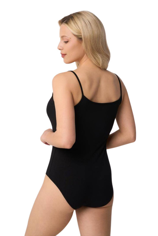 Gładkie czarne body damskie na ramiączkach Babell HOLLY
