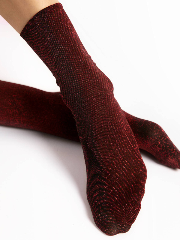 Luksusowe skarpetki z połyskiem Fiore BESTIE red
