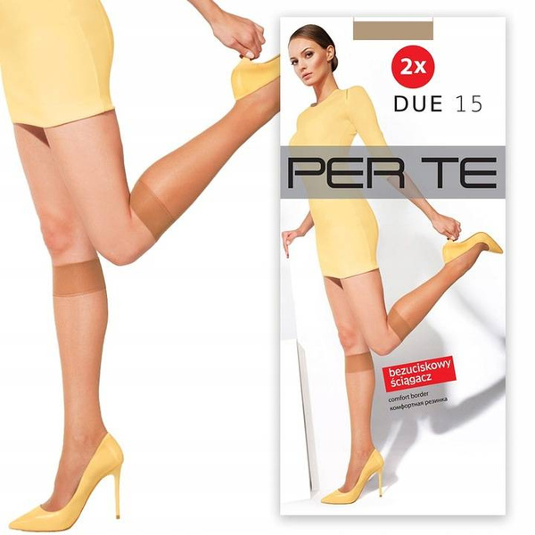 Bezuciskowe podkolanówki damskie Perte Due 15 den czarne