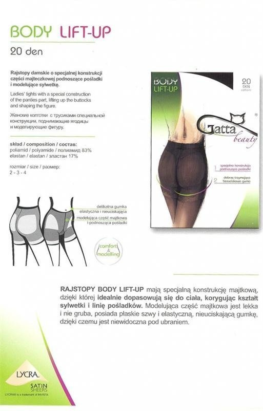 Rajstopy Gatta Body Lift Up 20DEN daino || jasny beż, korygujące kształt i linię pośladków